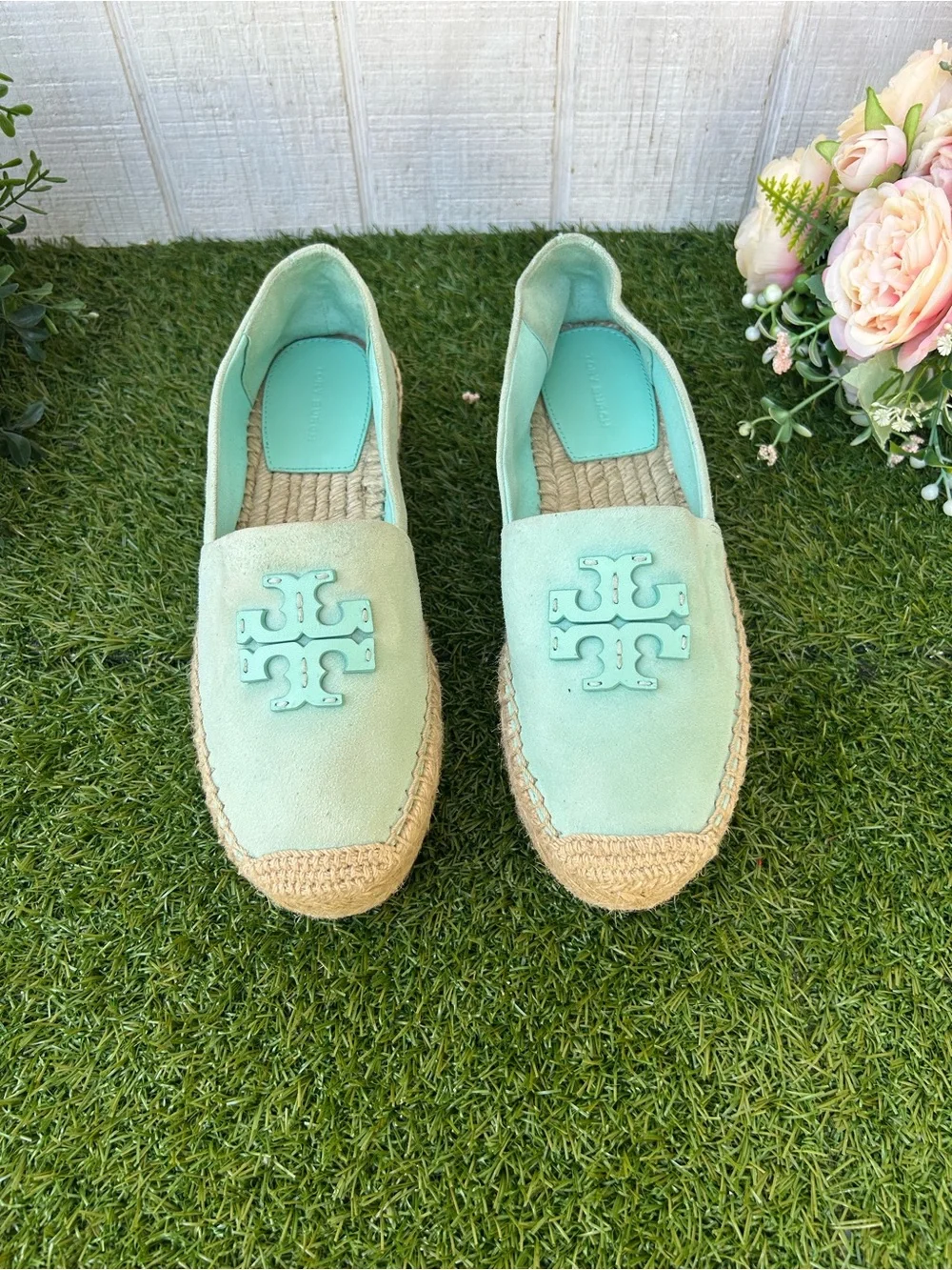 TORY BURCH Everly Platform Espadrille - Sea Bubble Suede size 7 new/no box